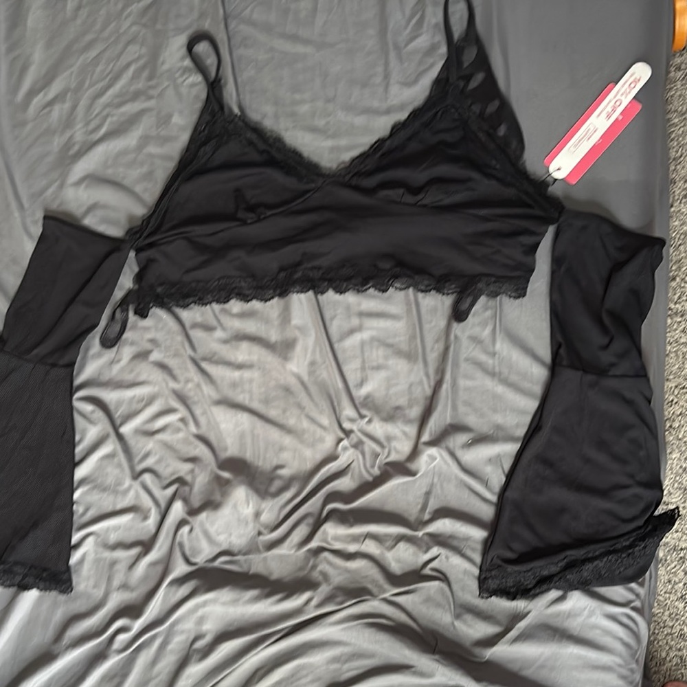 ROMWE Black Chemise Intimates & Sleepwear